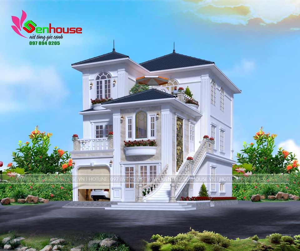 Thiết kế nhà 3 tầng theo phong cách tân cổ điển của gia đình anh Tòng Diễn Châu