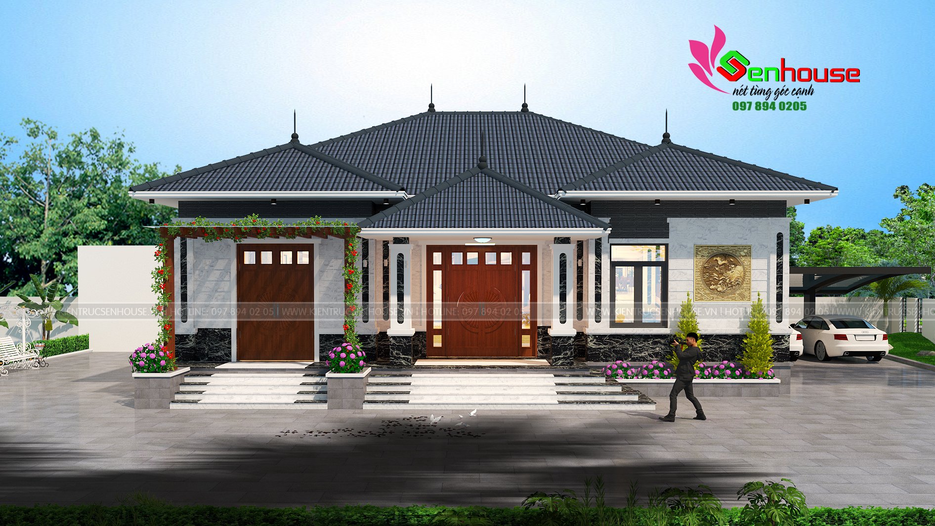 Mẫu thiết kế biệt thự cấp 4 mái thái của gia đình anh Hùng tại Lộc Hà  Hà Tĩnh.
