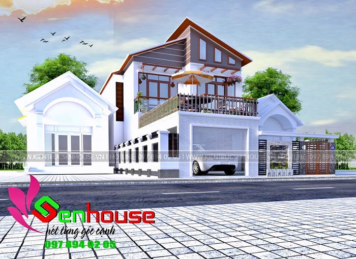 Mẫu thiết kế nhà mái lệch 2 tầng ở TP Vinh | Thiết kế nhà Nghệ An