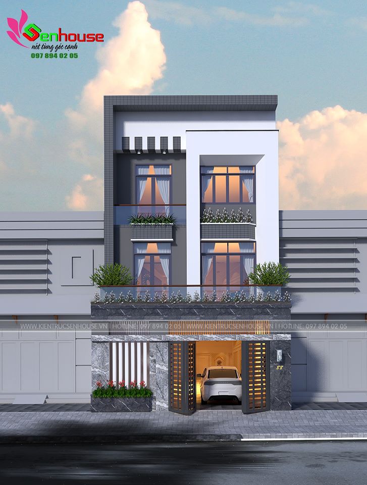Phương án thiết kế mẫu nhà phố mặt tiền rộng 7m đẹp không kém gì biệt thự   Kiến trúc Angcovat