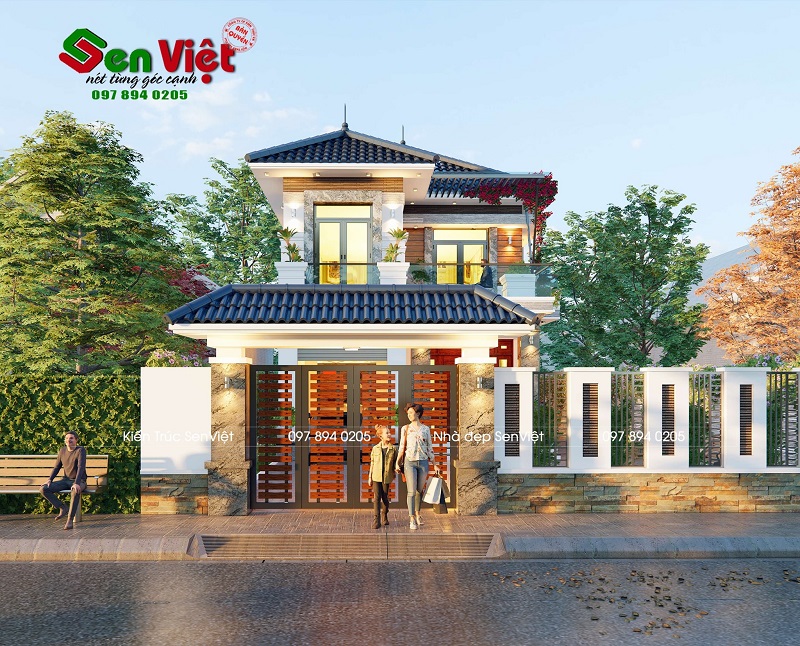 Thiết kế nhà đẹp 2 tầng mái Nhật ở Hậu Lộc, Thanh Hóa 