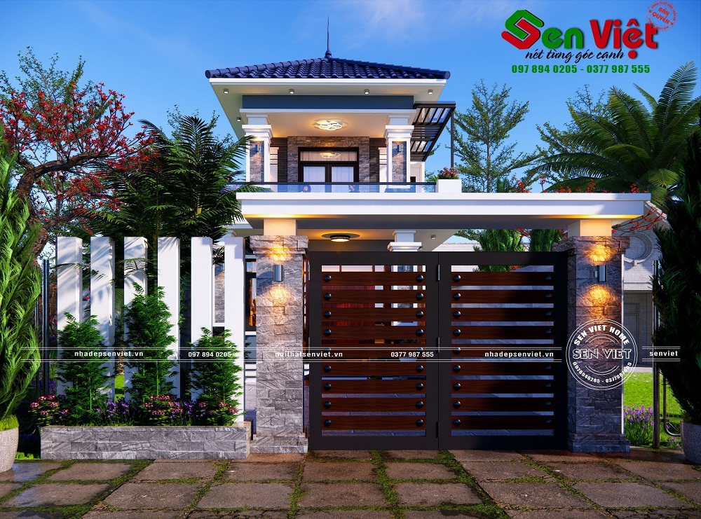 Mẫu nhà 2 tầng mái nhật đẹp