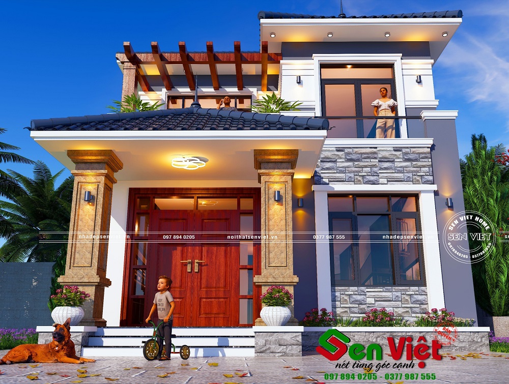 Mẫu nhà 2 tầng mái nhật hiện đại ở Nghệ An