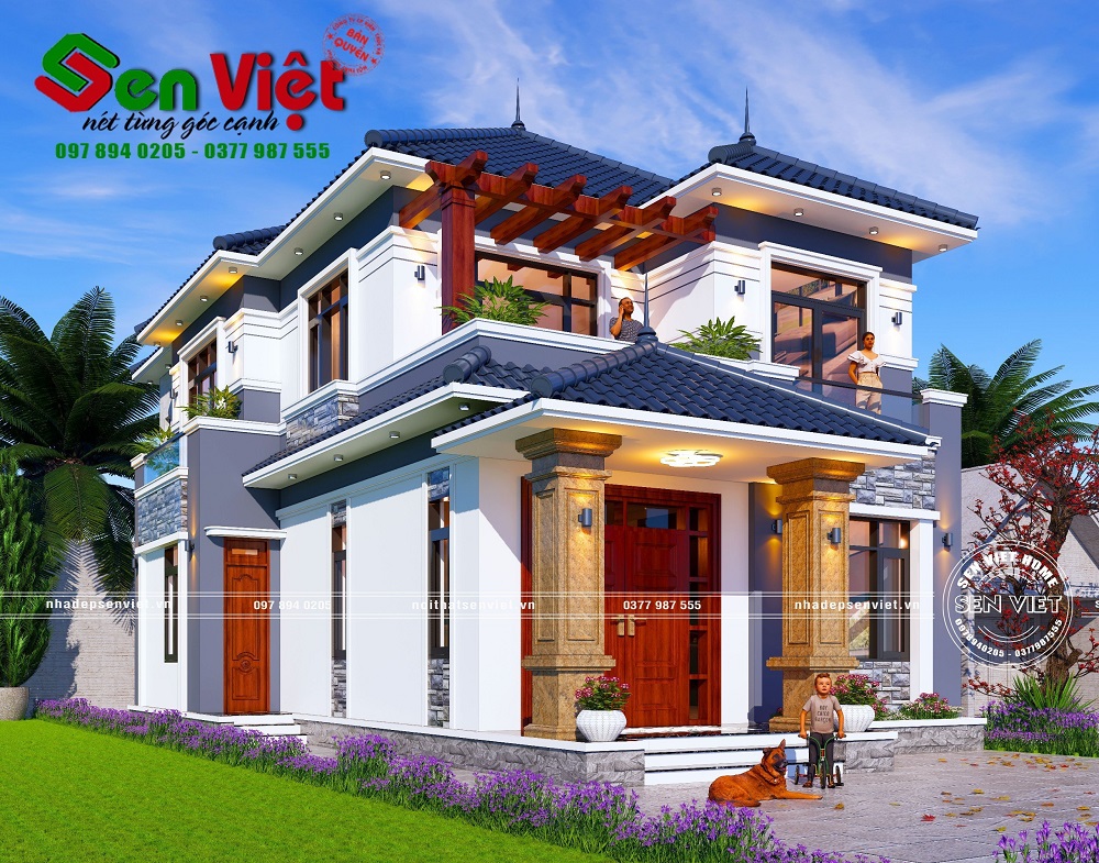 Mẫu nhà 2 tầng mái nhật hiện đại ở Nghệ An