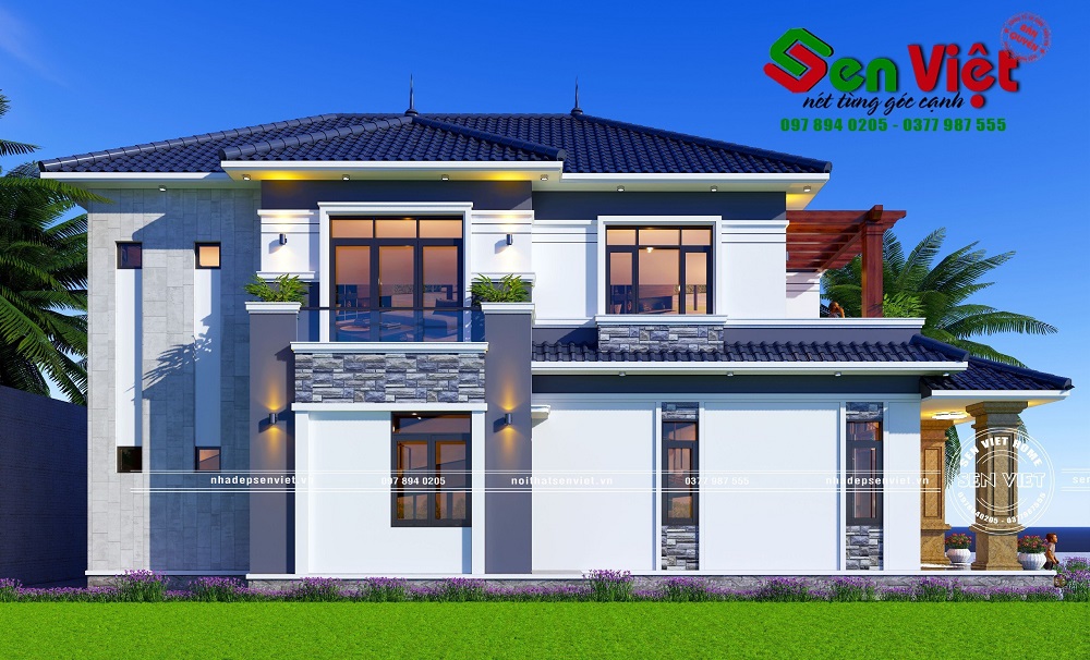 Mẫu nhà 2 tầng mái nhật hiện đại ở Nghệ An