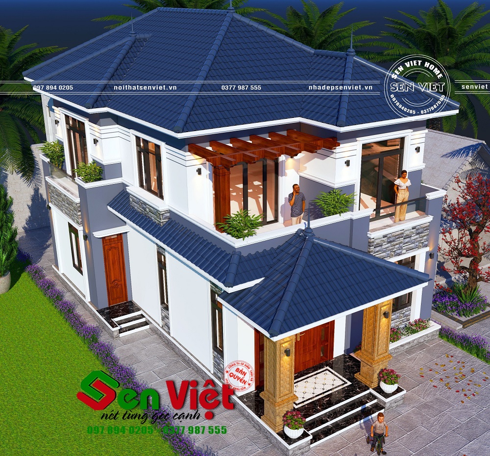 Mẫu nhà 2 tầng mái nhật hiện đại ở Nghệ An