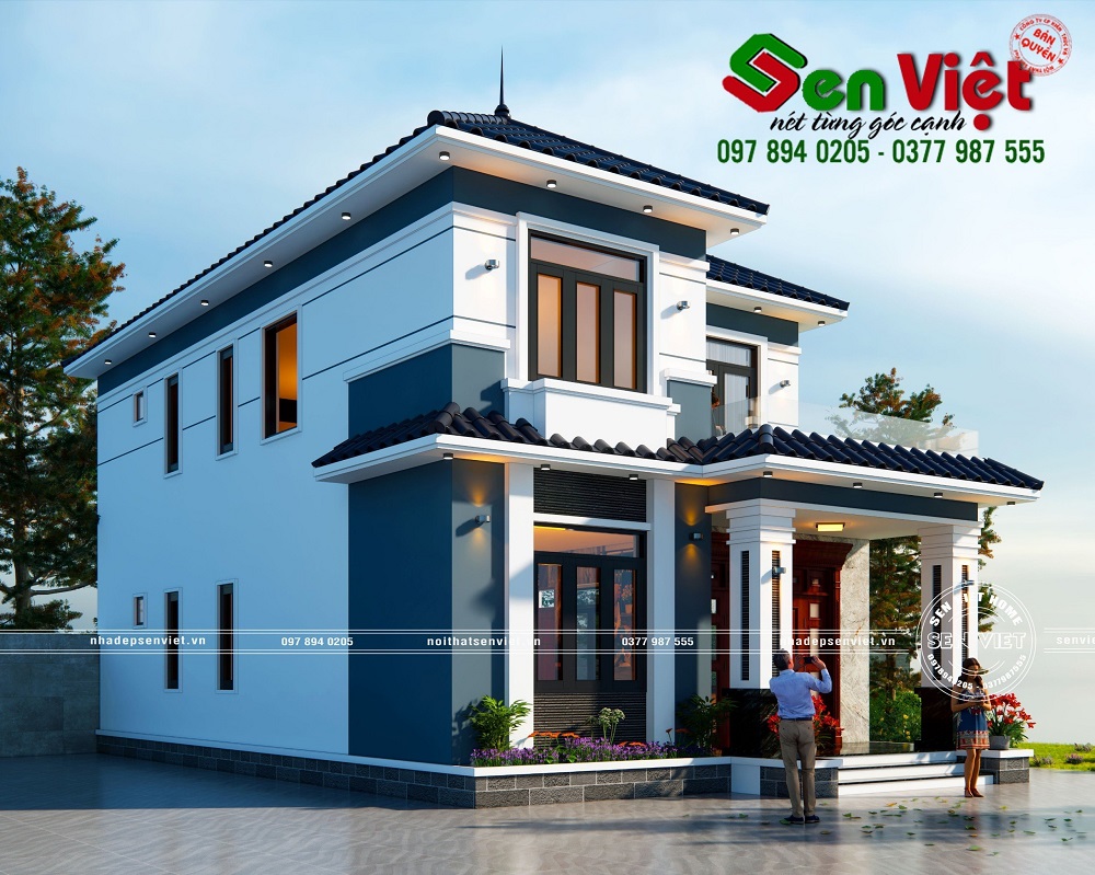 Mẫu thiết kế nhà 2 tầng mái nhật 3 phòng ngủ đơn giản, tiện nghi