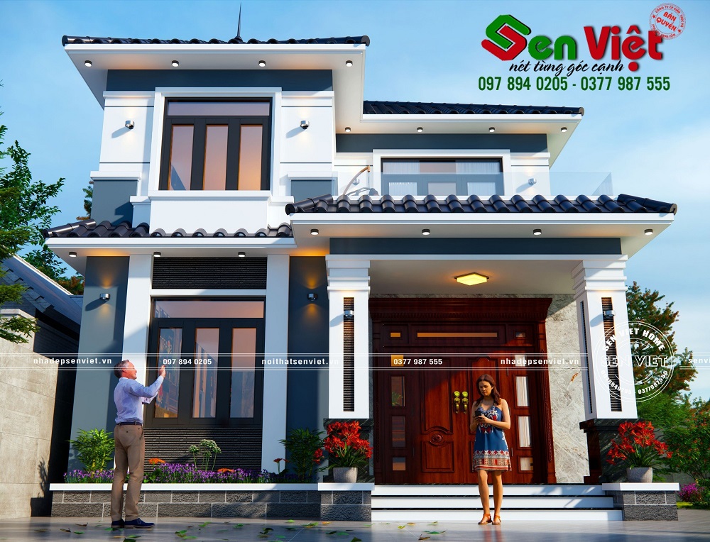 Mẫu thiết kế nhà 2 tầng mái nhật 3 phòng ngủ đơn giản, tiện nghi