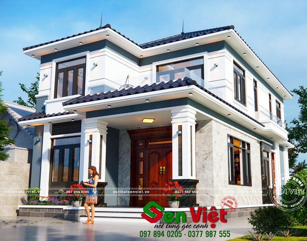 Mẫu thiết kế nhà 2 tầng mái nhật 3 phòng ngủ đơn giản, tiện nghi