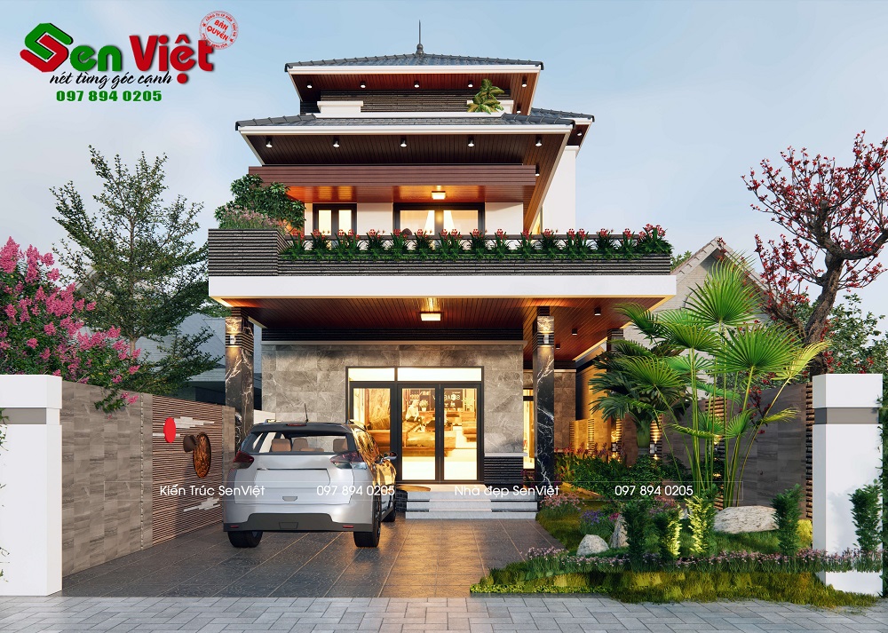 Thiết kế nhà Nghệ An 3 tầng mặt tiền 8m