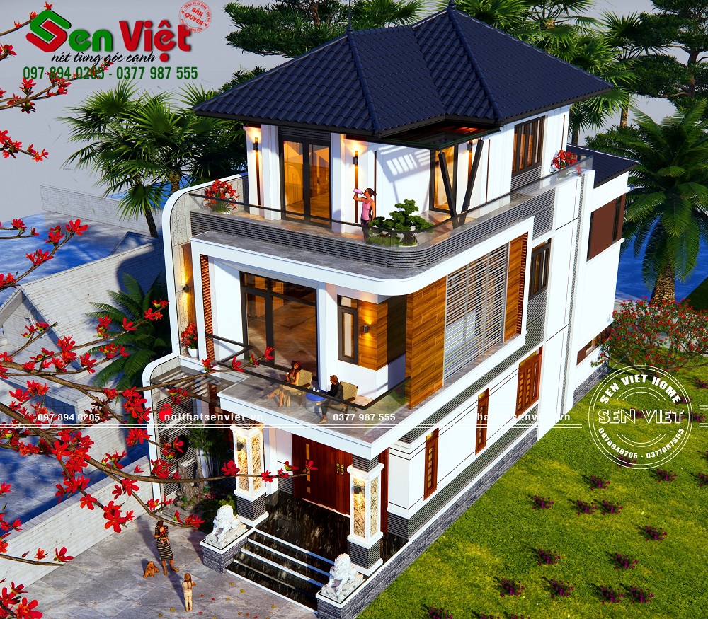 Thiết kế nhà Nghệ An 3 tầng mặt tiền 8m