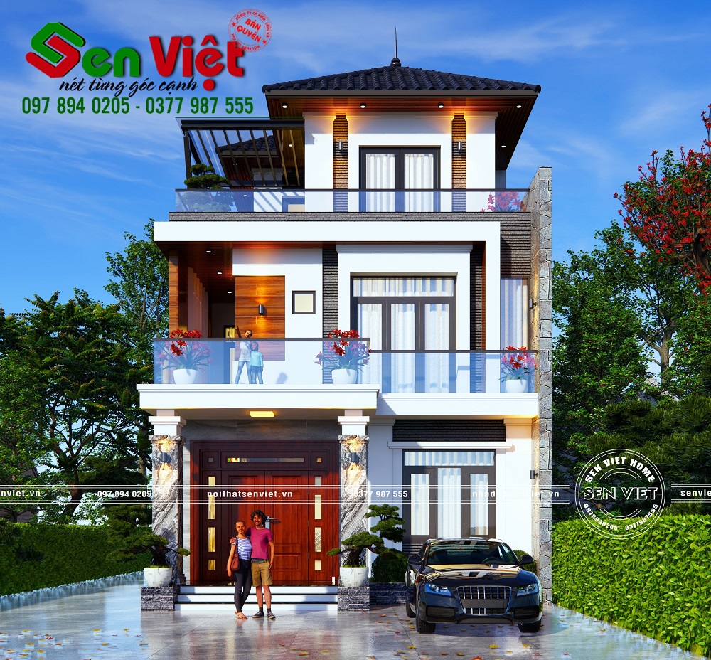 Thiết kế nhà Nghệ An 3 tầng mặt tiền 8m