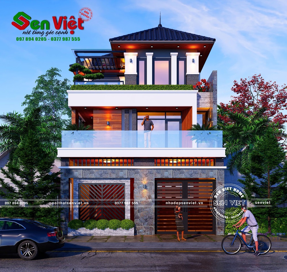 Thiết kế nhà Nghệ An 3 tầng mặt tiền 8m