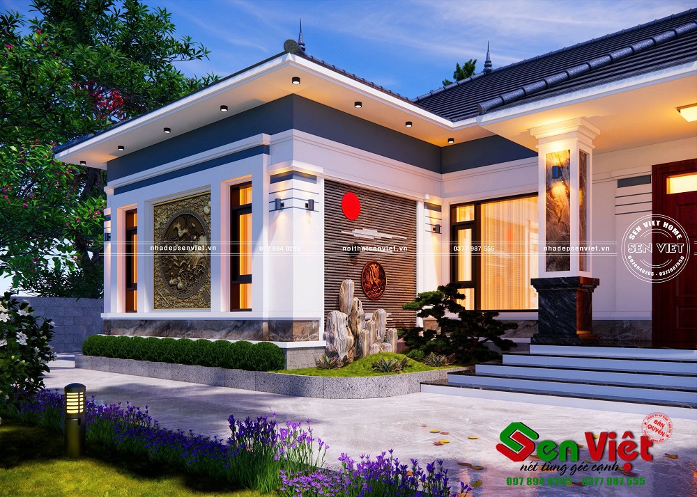 Mẫu Nhà Cấp 4 Mái Nhật Chữ L 4 Phòng Ngủ