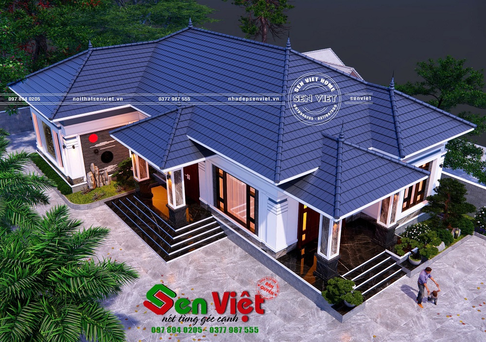 Mẫu Nhà Cấp 4 Mái Nhật Chữ L 4 Phòng Ngủ