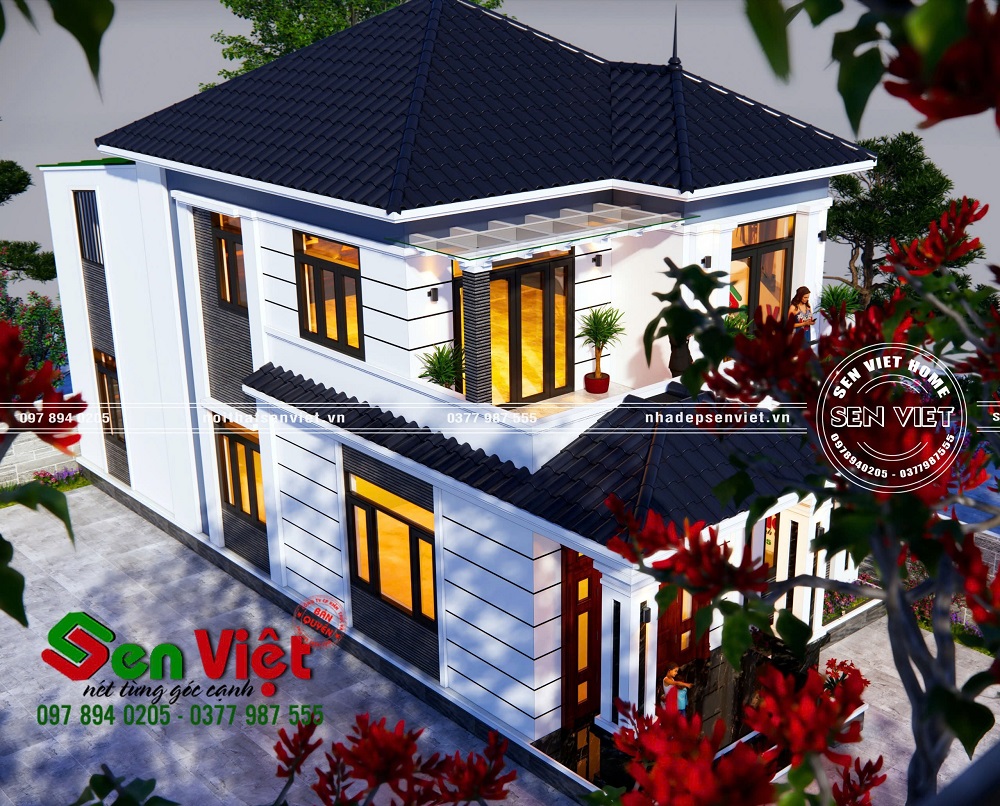 Mẫu Nhà 2 Tầng Mái Nhật 120m2