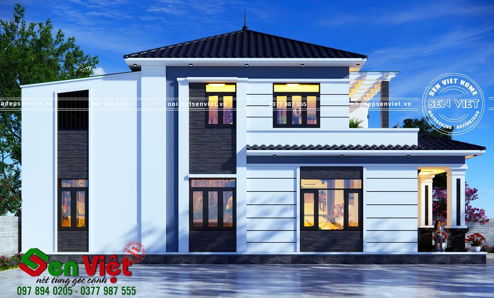 Mẫu Nhà 2 Tầng Mái Nhật 120m2