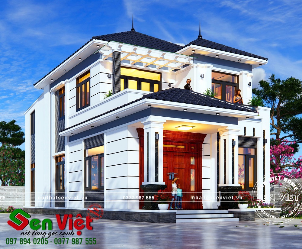 Mẫu Nhà 2 Tầng Mái Nhật 120m2