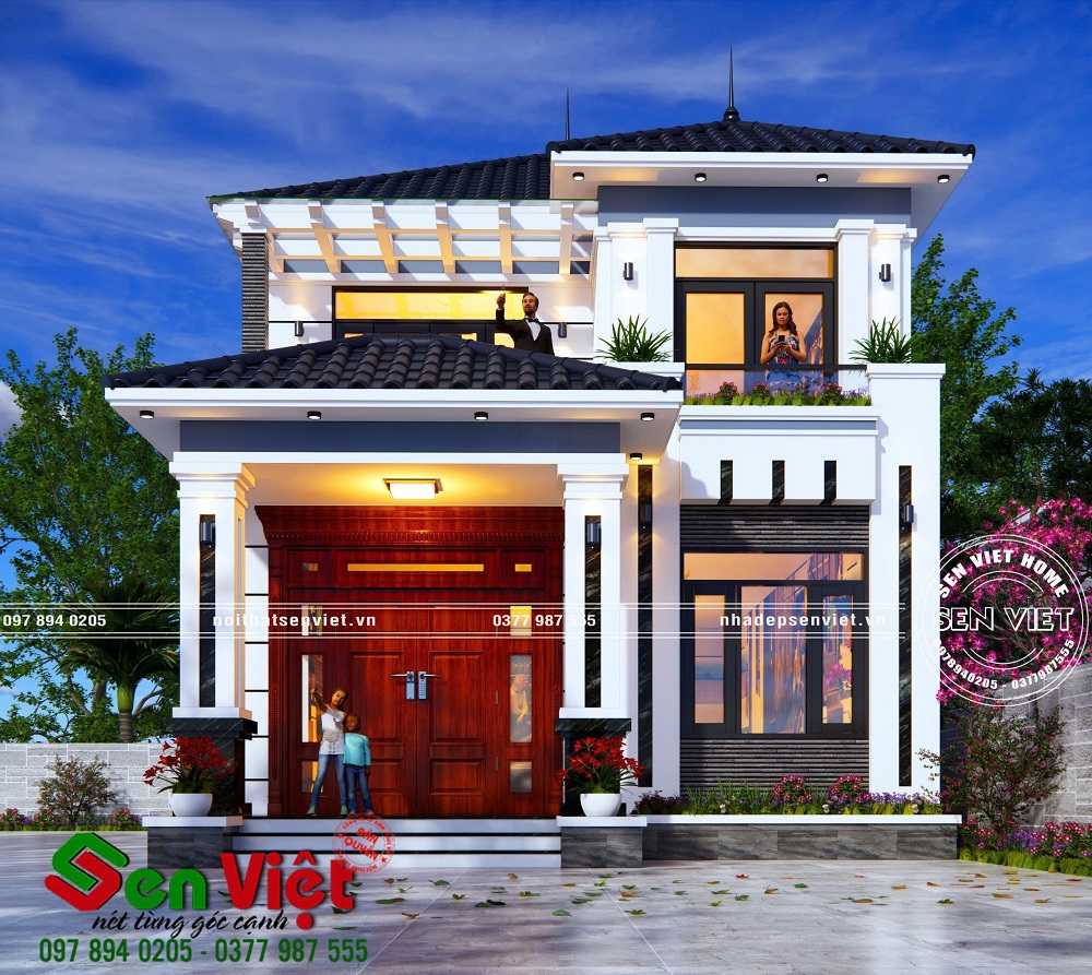 Mẫu Nhà 2 Tầng Mái Nhật 120m2