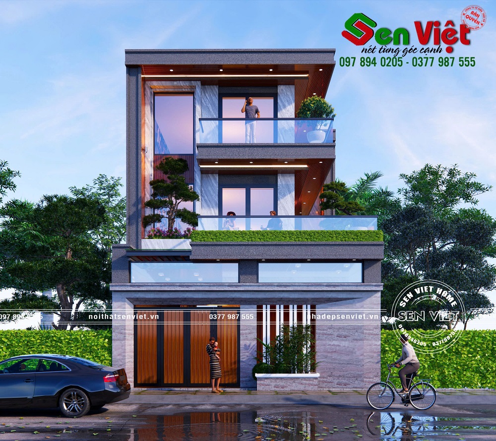 Mẫu Biệt Thự 3 Tầng Mái Nhật Hiện Đại Với Mặt Tiền 8m Bề Thế Và Sang Trọng