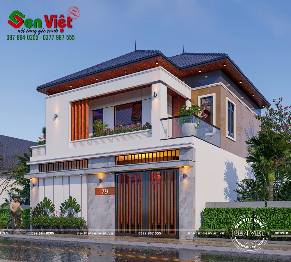 Mẫu Nhà 2 Tầng Mái Nhật Hiện Đại 4 Phòng Ngủ