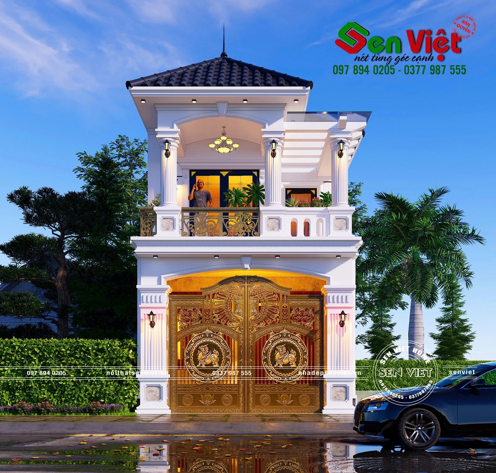 Mẫu Thiết Kế Nhà Mái Nhật 2 Tầng Tân Cổ Điển 4 Phòng Ngủ Sang Trọng