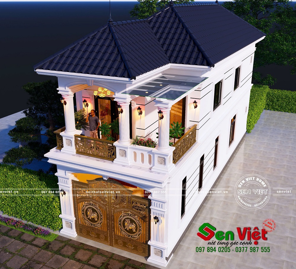 Mẫu Thiết Kế Nhà Mái Nhật 2 Tầng Tân Cổ Điển 4 Phòng Ngủ Sang Trọng