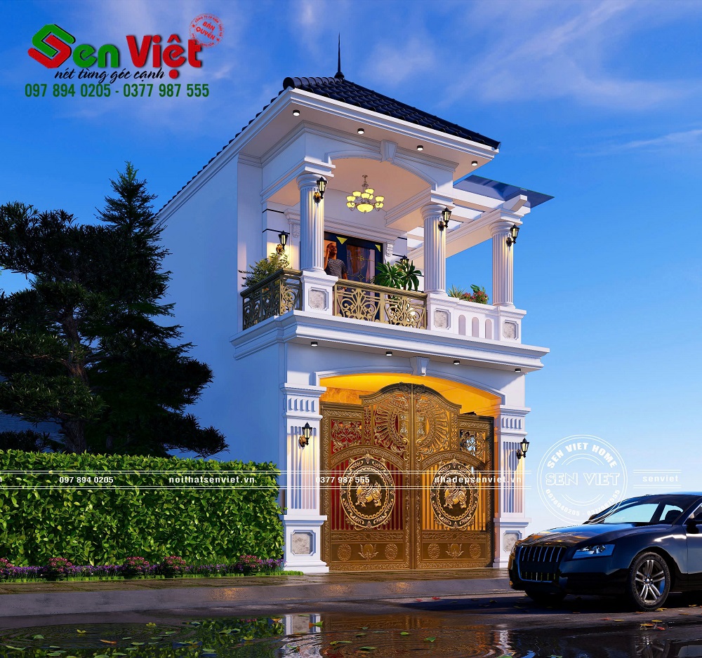 Mẫu Thiết Kế Nhà Mái Nhật 2 Tầng Tân Cổ Điển 4 Phòng Ngủ Sang Trọng