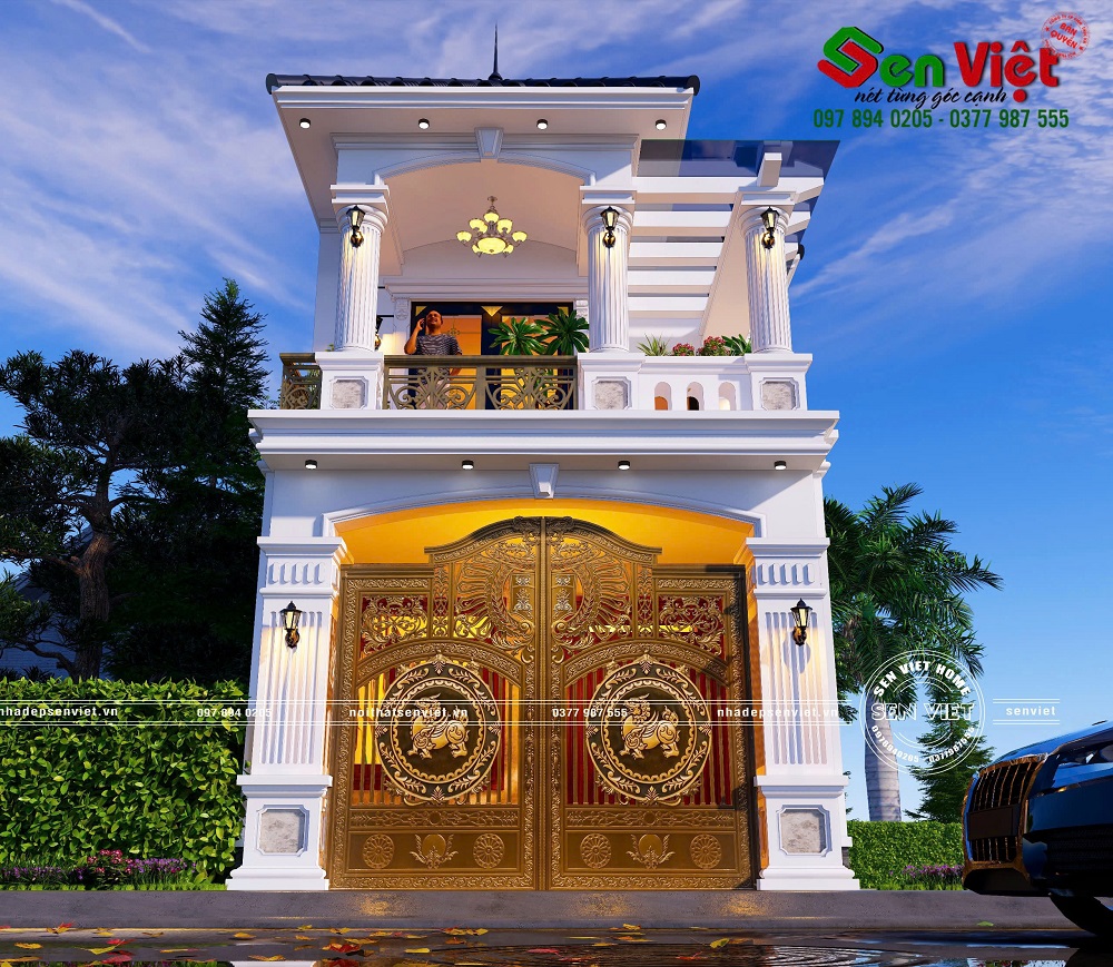 Mẫu Thiết Kế Nhà Mái Nhật 2 Tầng Tân Cổ Điển 4 Phòng Ngủ Sang Trọng