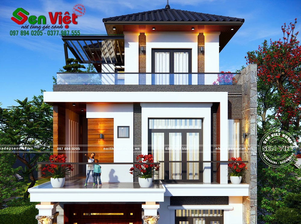 Mẫu Thiết Kế Nhà Ống 3 Tầng Mái Nhật Hiện Đại 120m2