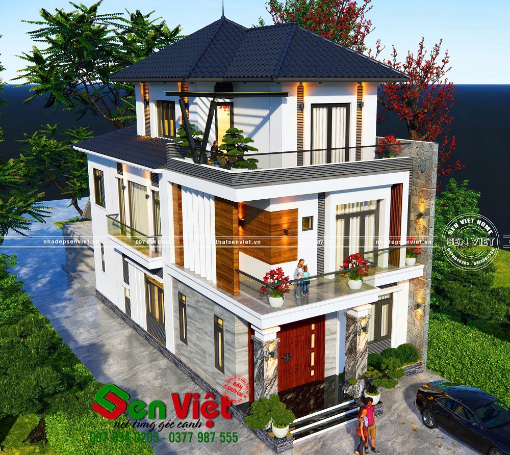 Mẫu Thiết Kế Nhà Ống 3 Tầng Mái Nhật Hiện Đại 120m2