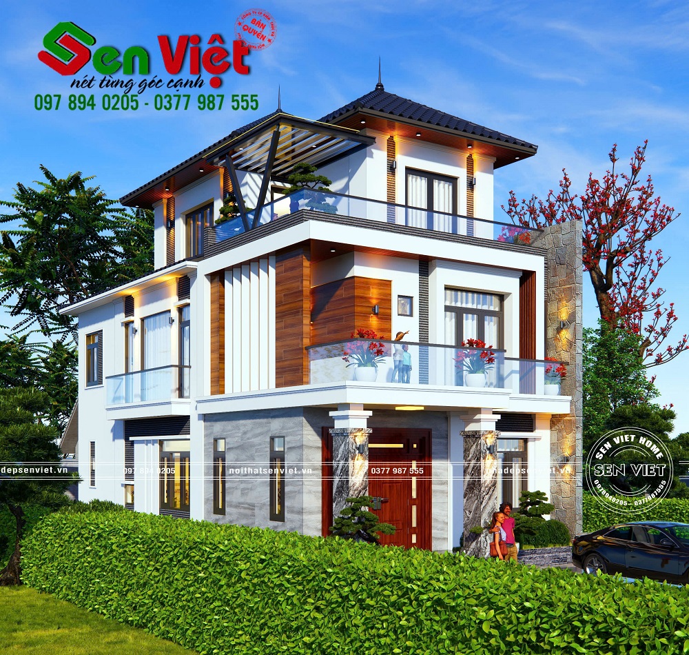 Mẫu Thiết Kế Nhà Ống 3 Tầng Mái Nhật Hiện Đại 120m2