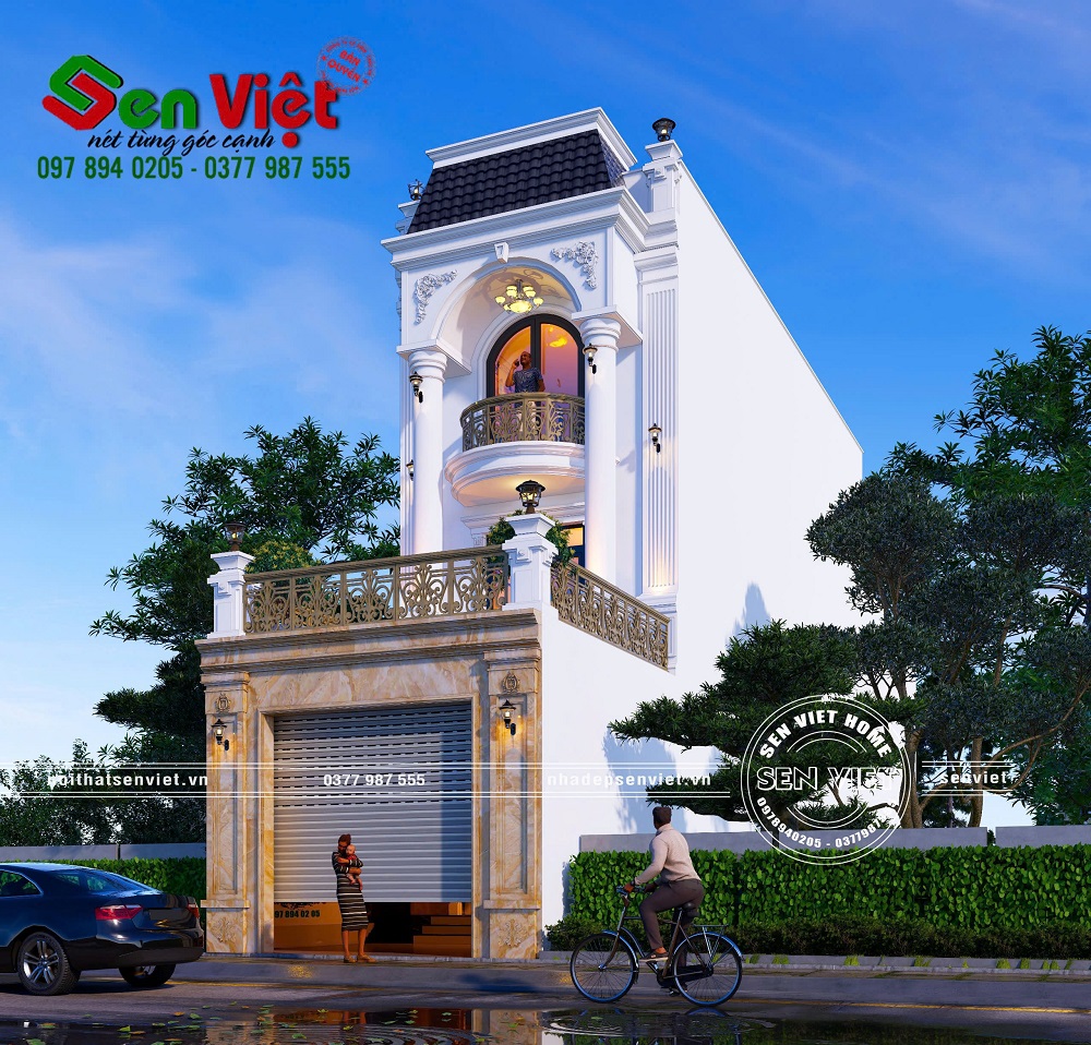 Thiết Kế Nhà Ống 3 Tầng Tân Cổ Điển Với Mặt Tiền 5m Đẹp Mĩ Mãn