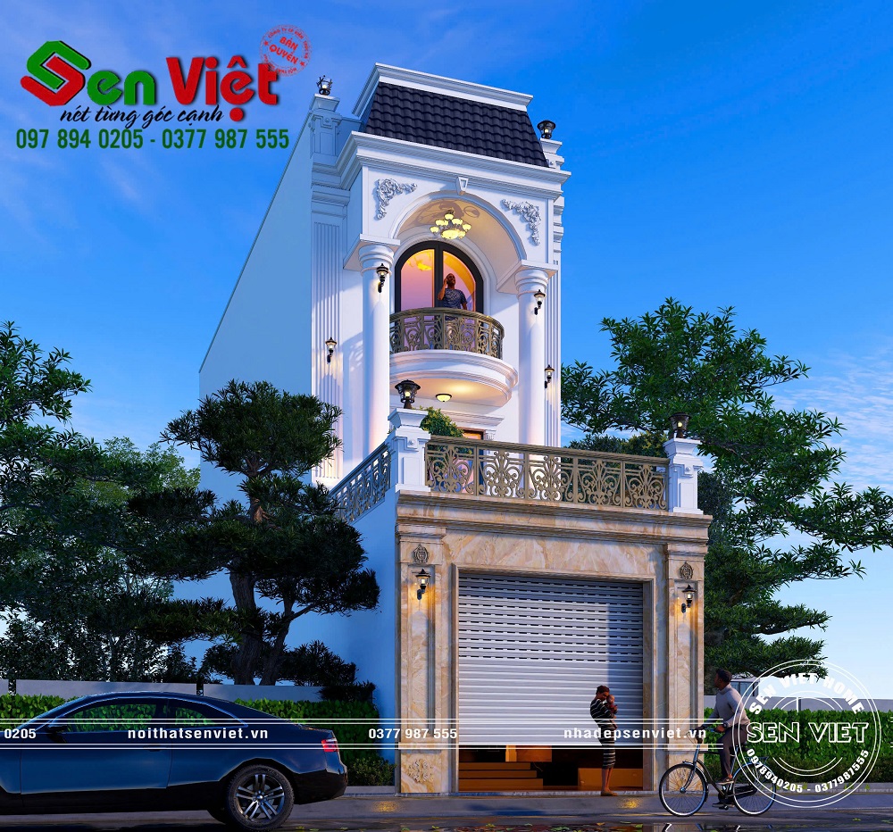 Thiết Kế Nhà Ống 3 Tầng Tân Cổ Điển Với Mặt Tiền 5m Đẹp Mĩ Mãn