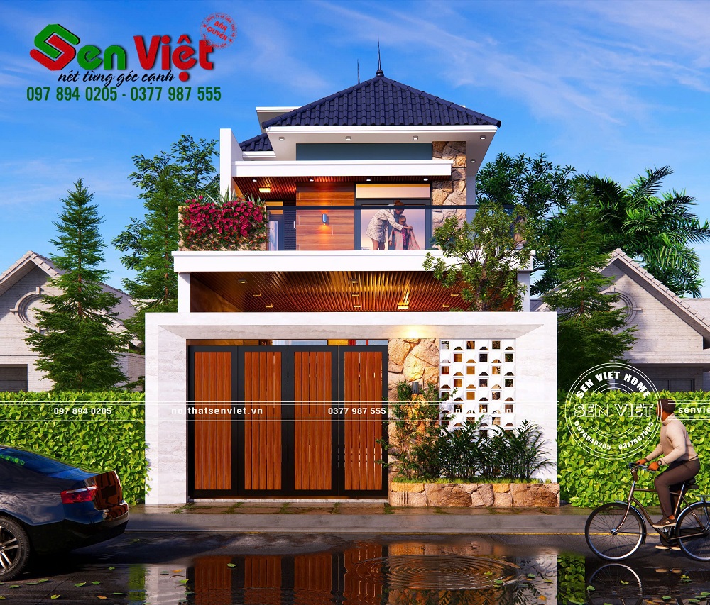 Mẫu Nhà 2 Tầng Mái Nhật 100m2 Đẹp