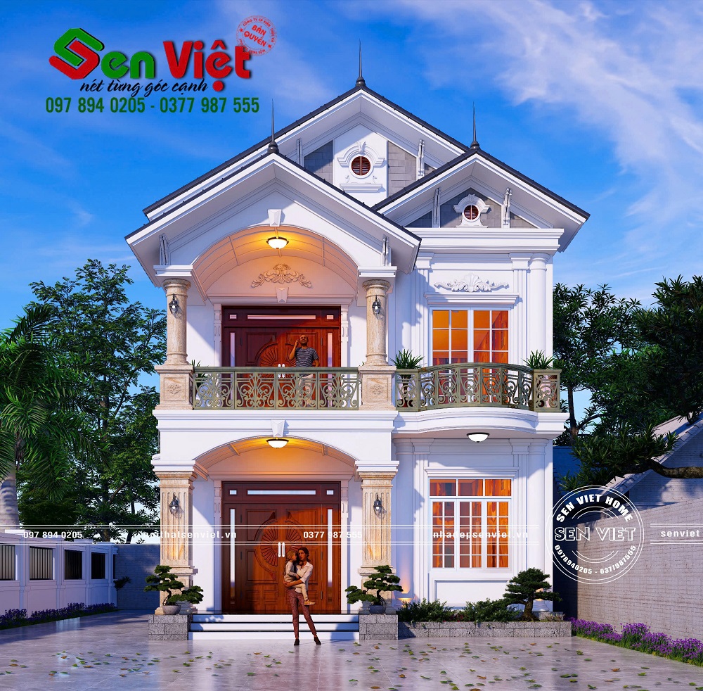 Thiết Kế Nhà Phố 2 Tầng Mái Thái Tân Cổ Điển 4 Phòng Ngủ Đẹp Ở Thanh Hóa