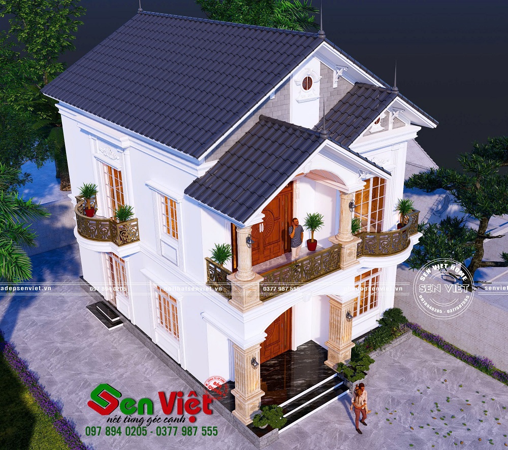 Thiết Kế Nhà Phố 2 Tầng Mái Thái Tân Cổ Điển 4 Phòng Ngủ Đẹp Ở Thanh Hóa