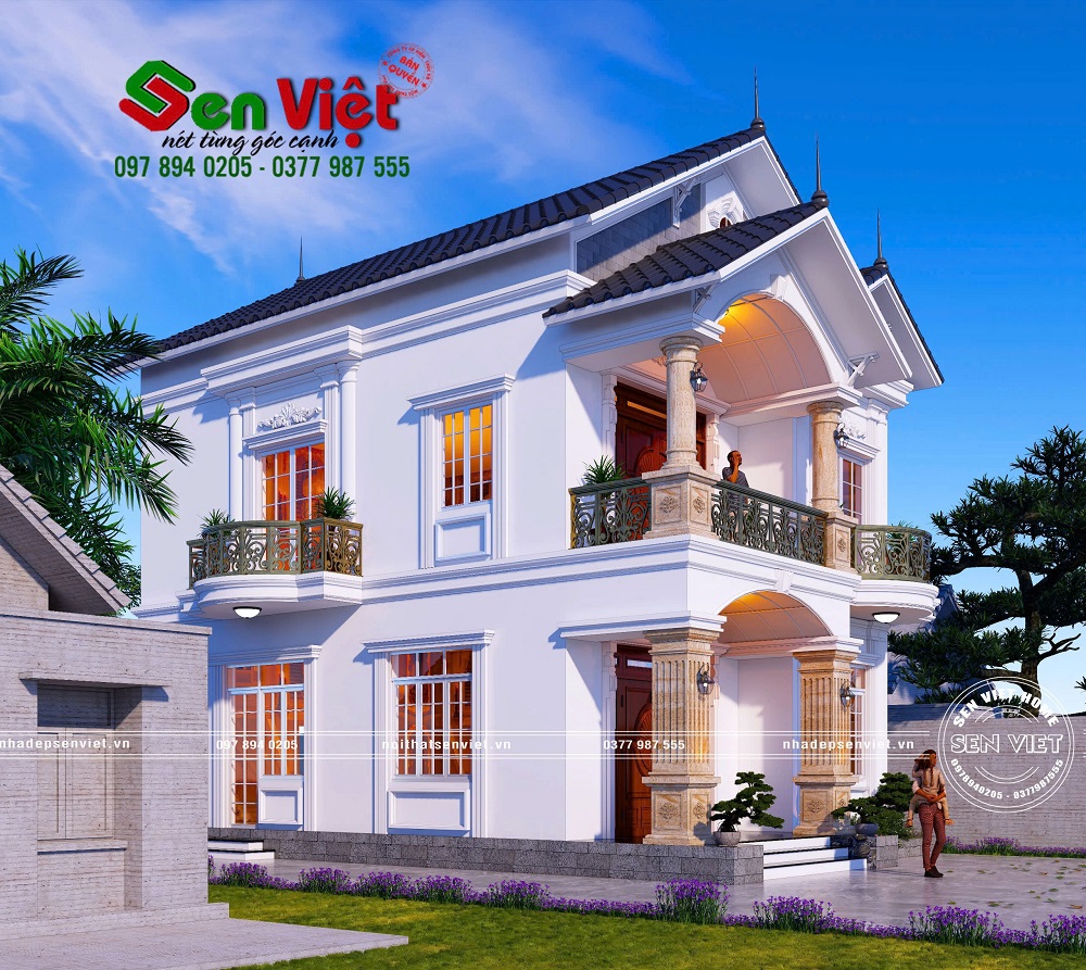 Thiết Kế Nhà Phố 2 Tầng Mái Thái Tân Cổ Điển 4 Phòng Ngủ Đẹp Ở Thanh Hóa