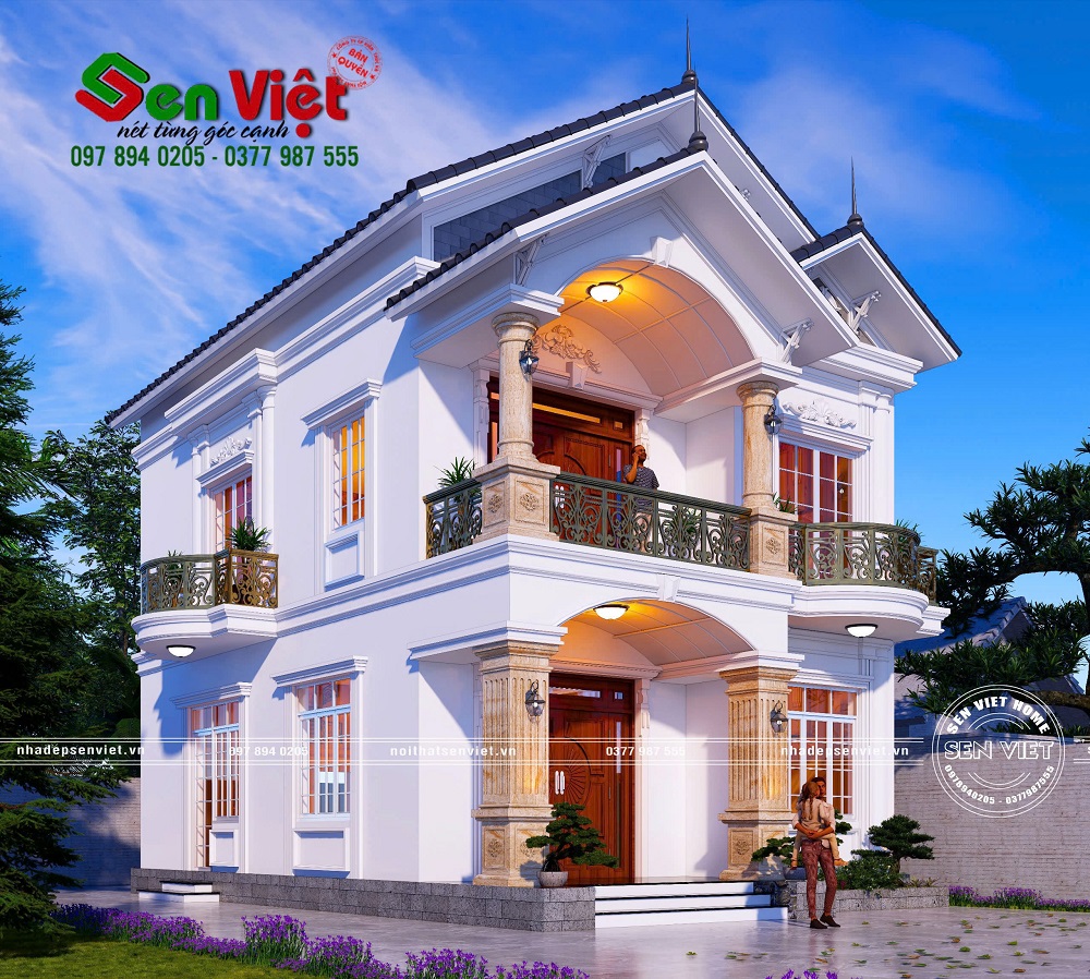 Thiết Kế Nhà Phố 2 Tầng Mái Thái Tân Cổ Điển 4 Phòng Ngủ Đẹp Ở Thanh Hóa