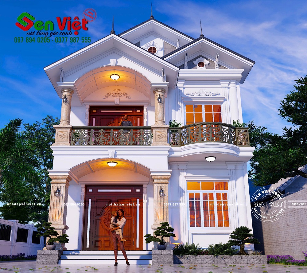 Thiết Kế Nhà Phố 2 Tầng Mái Thái Tân Cổ Điển 4 Phòng Ngủ Đẹp Ở Thanh Hóa