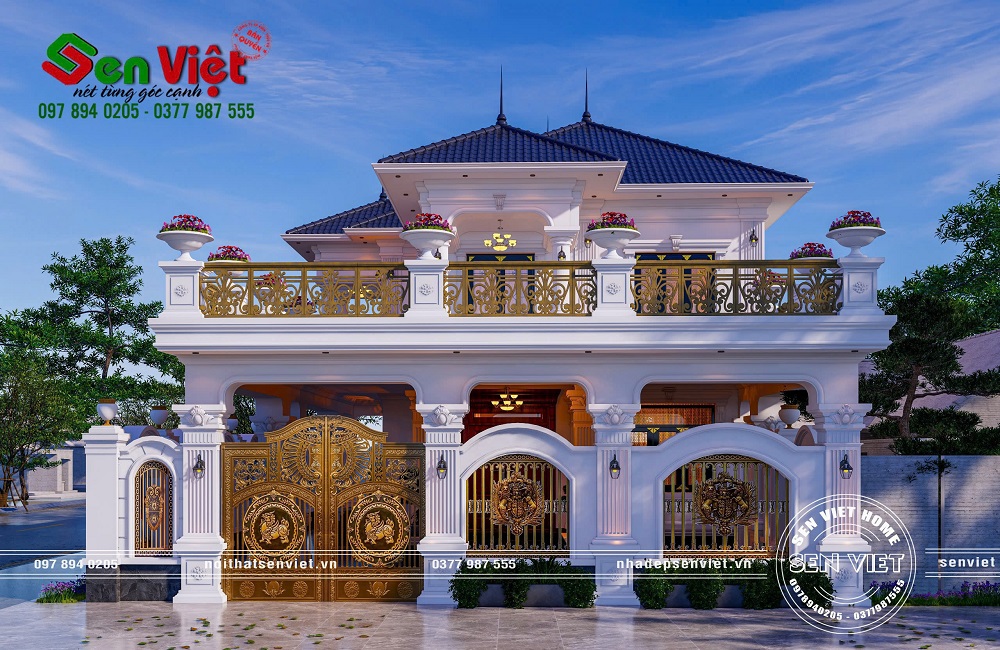 Mẫu Nhà 2 Tầng Tân Cổ Điển Bề Thế Ở Hà Tĩnh