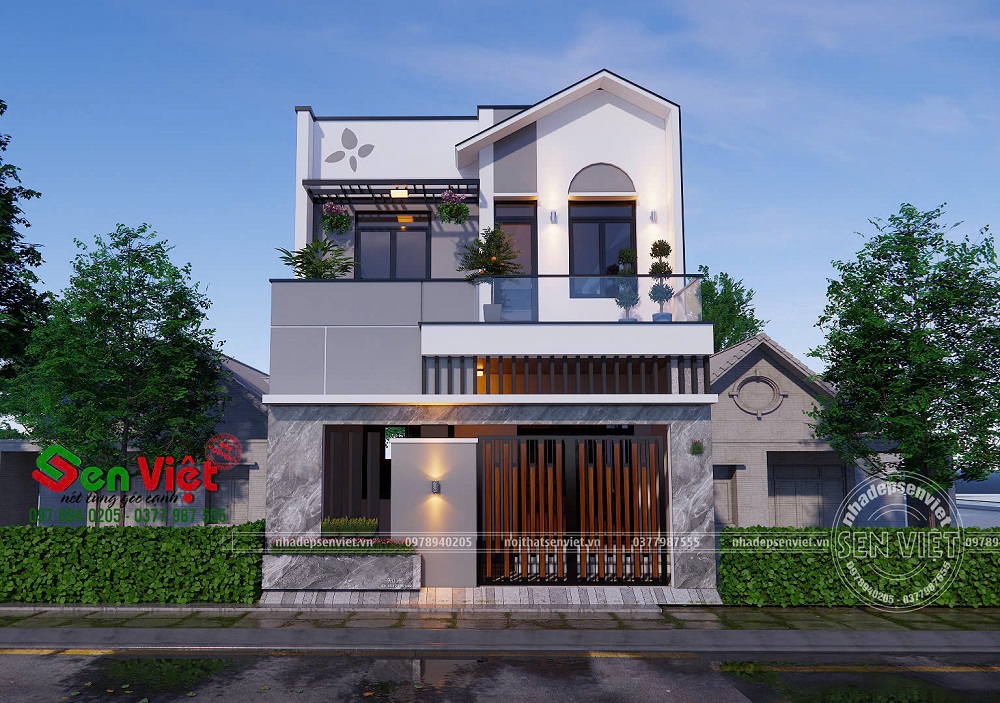 Nhà 2 Tầng Phong Cách Hiện Đại Với Thiết Kế Mặt Tiền Ấn Tượng Ở Nghệ An