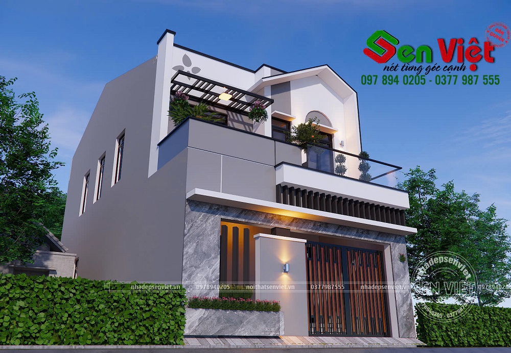 Nhà 2 Tầng Phong Cách Hiện Đại Với Thiết Kế Mặt Tiền Ấn Tượng Ở Nghệ An