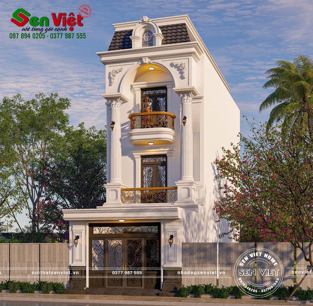 Thiết Kế Nhà Ống 100m2 3 Tầng Tân Cổ Điển