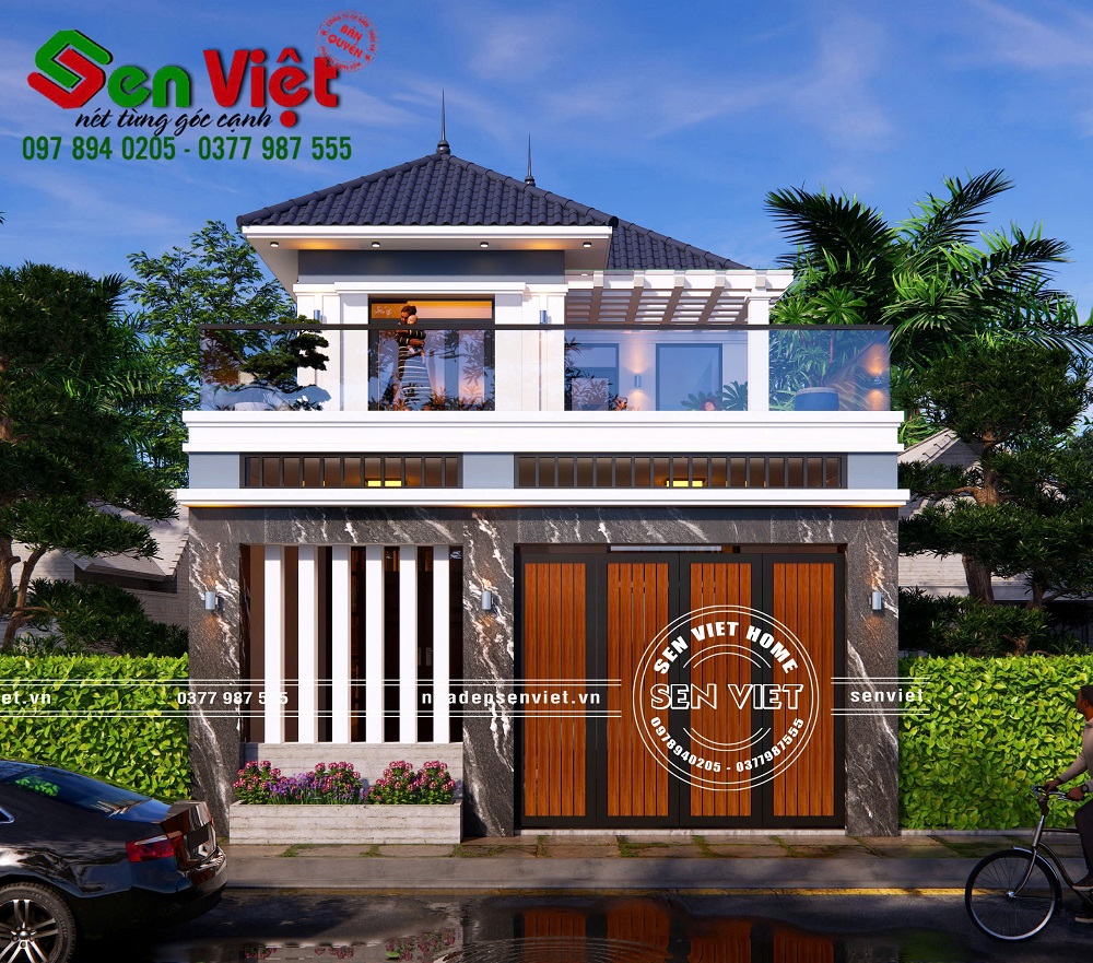 Mẫu nhà 2 tầng mái Nhật sang trọng