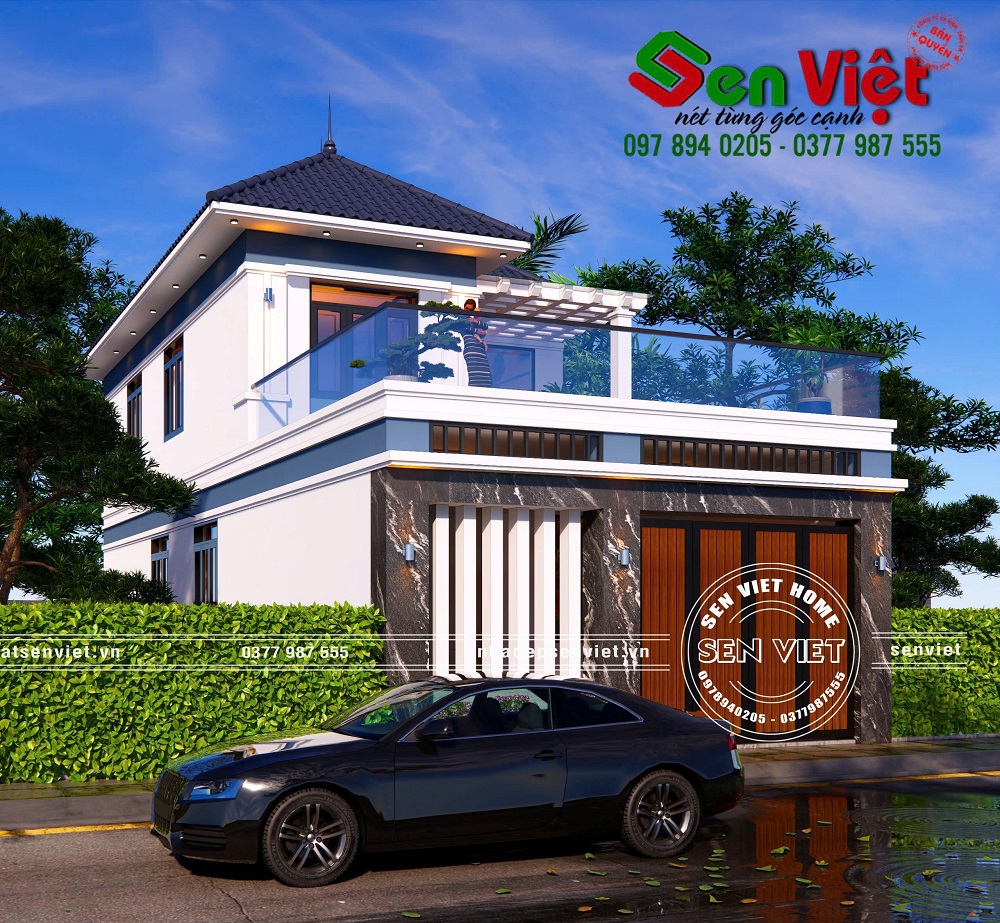 Mẫu nhà 2 tầng mái Nhật sang trọng