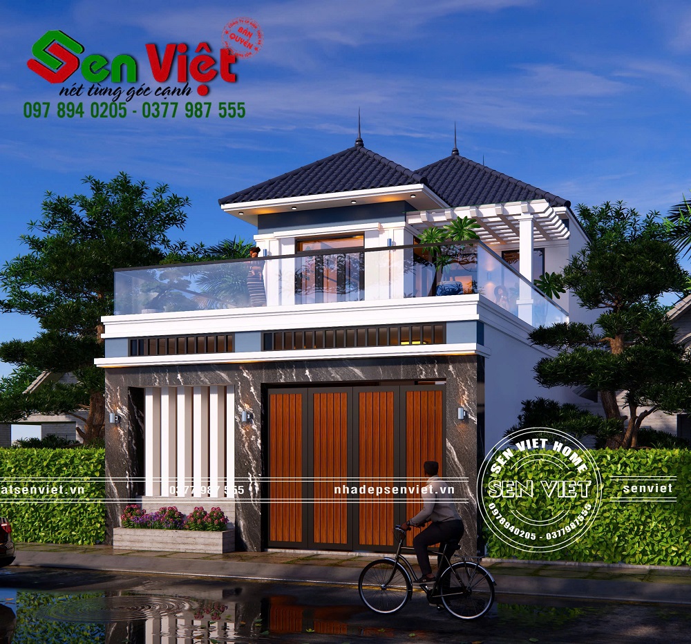 Mẫu nhà 2 tầng mái Nhật sang trọng