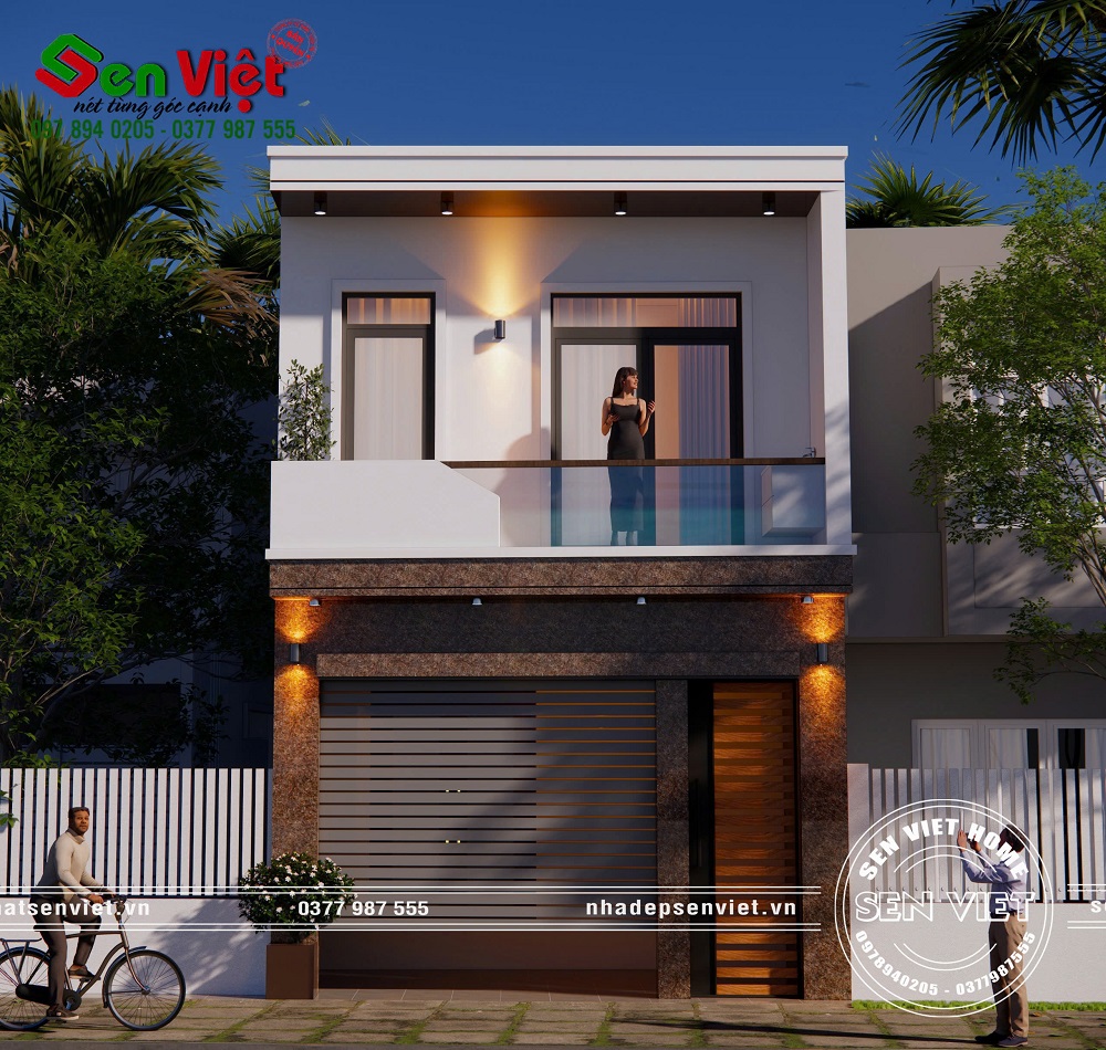 Mẫu nhà 2 tầng mái bằng hiện đại