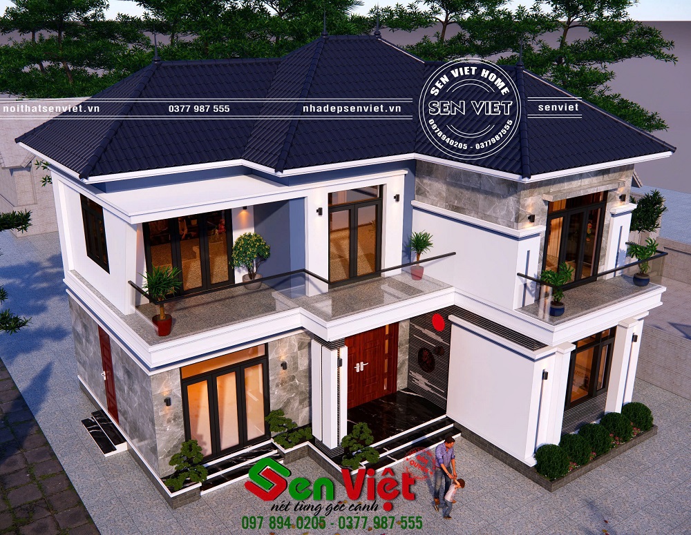 Mẫu nhà 2 tầng mái nhật hiện đại cho gia chủ có quỹ đất rộng