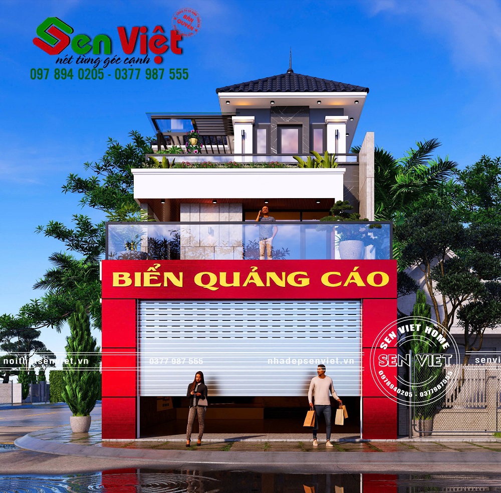 Mẫu nhà phố kết hợp kinh doanh 2 tầng mái Nhật hiện đại và tiện nghi